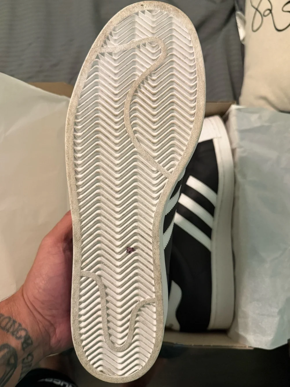 Adidas Black & White Superstar Men’s Sneakers-Size 12 - Picture 5 of 7